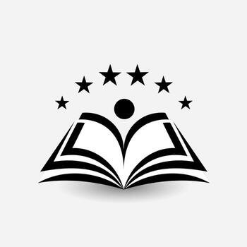 education logo open book dictionary textbook or notebook with sunrice icon modern emblem idea concept design for business libraries schools universities educational courses vector